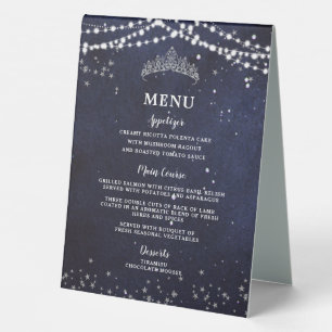 Plaque De Table Starry Night Quinceanera Bar Boisson et menu de no