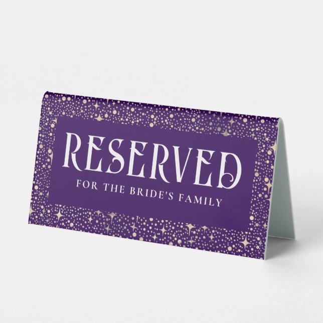 Plaque De Table Stars du ciel de nuit Purple Mariage Réservé (Recto)