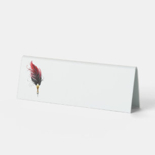Plaque De Table Stylo rouge en plumes avec nib or