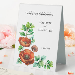 Plaque De Table Sublime Aquarelle Coquelicots Rouges dans un Style