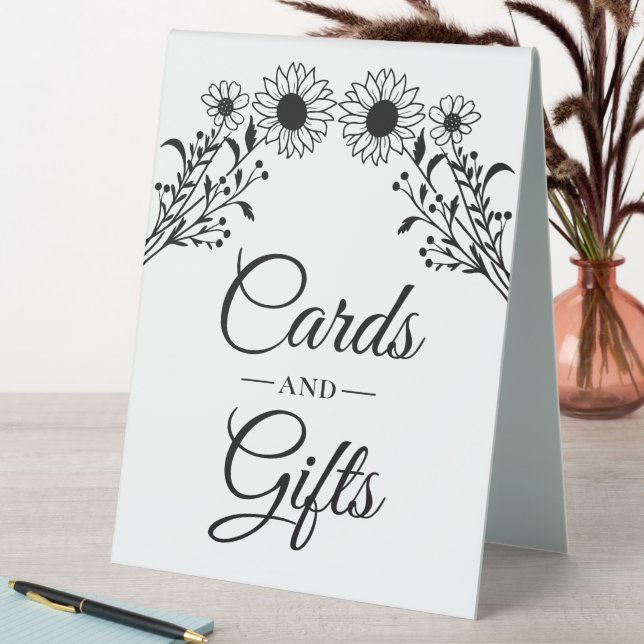 Plaque De Table Sunflower Black Blanc Floral Cartes Cadeaux Mariag (En SItu (Tableau))