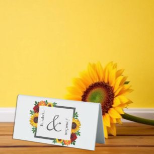 Plaque De Table Sunset Sunflower Rose Floral Mariage