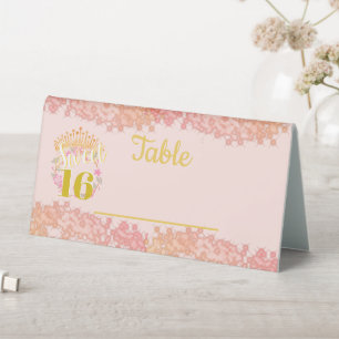 Plaque De Table Sweet sixteen Princess Fairytale