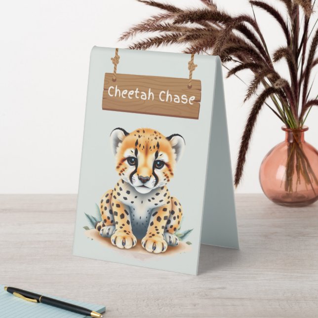 Plaque De Table Symbole animé Cheetah Chase Jungle Safari (En SItu (Tableau))