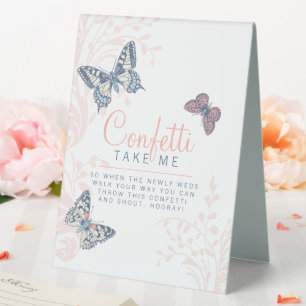 Plaque De Table Symbole de confetti mariage aux papillons écorchés