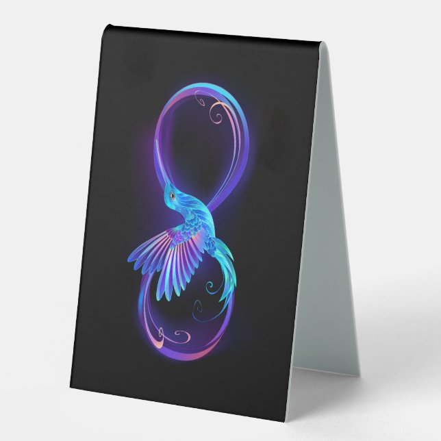 Plaque De Table Symbole de Neon Infinity par Glowing Hummingbird (Recto)