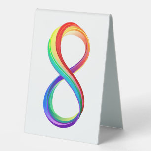 Plaque De Table Symbole d'infinité arc-en-ciel stratifié