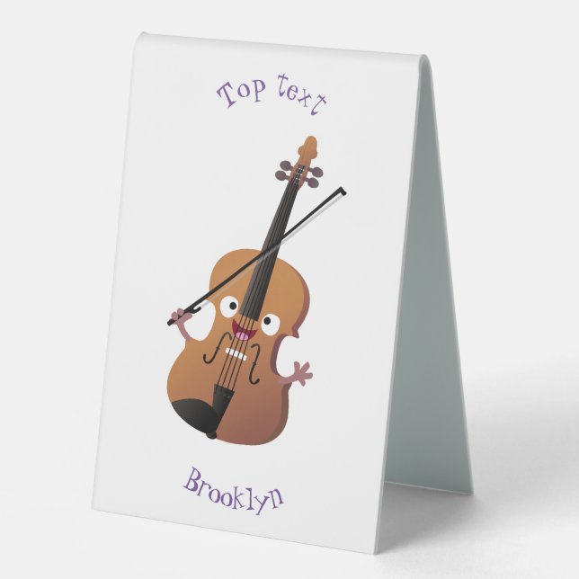 Plaque De Table Sympa drôle violon personnage de dessin animé (Recto)