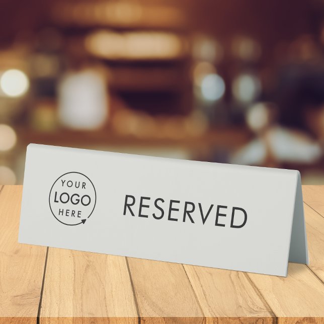 Plaque De Table Table réservée | Logo Restaurant Réservation Grey (Branded reserved table tent signs for restaurants, bars, cafes & hospitality events.)
