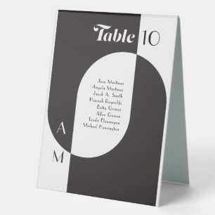 Plaque De Table Tableau de sièges Vintage Nouveau Noir Blanc