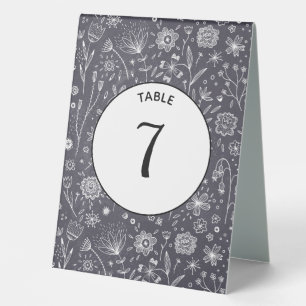 Plaque De Table Tableau noir Fleur Moderne Monochrome