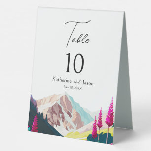 Plaque De Table Tables de mariage à l'aquarelle des montagnes de f