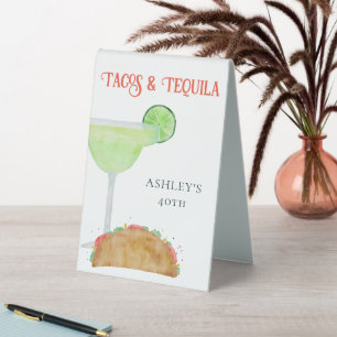 Plaque De Table Tacos et Tequila Margarita fête d'anniversaire