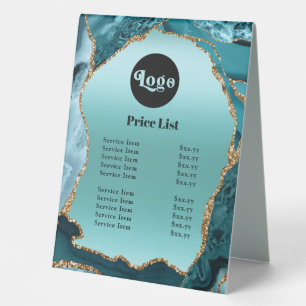 Plaque De Table Tarifs turquoise Agate Faux Foil