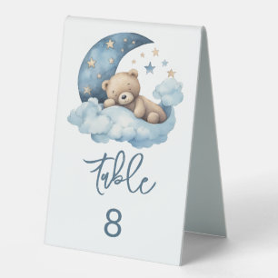 Plaque De Table Teddy Bear Over the Moon Baby shower Numéro de tab