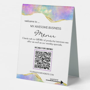 Plaque De Table *~* Tente de table PAY + MENU QR Tabletta Opal Gol
