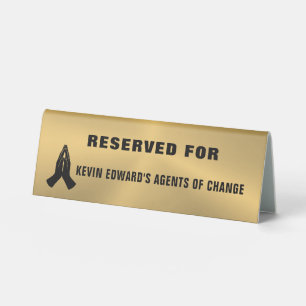 Plaque De Table Tente personnalisée Mains en prière Or Métallisé R
