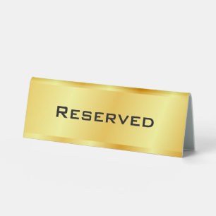 Plaque De Table Texte personnalisé Réservé Glamour Faux Modèle or