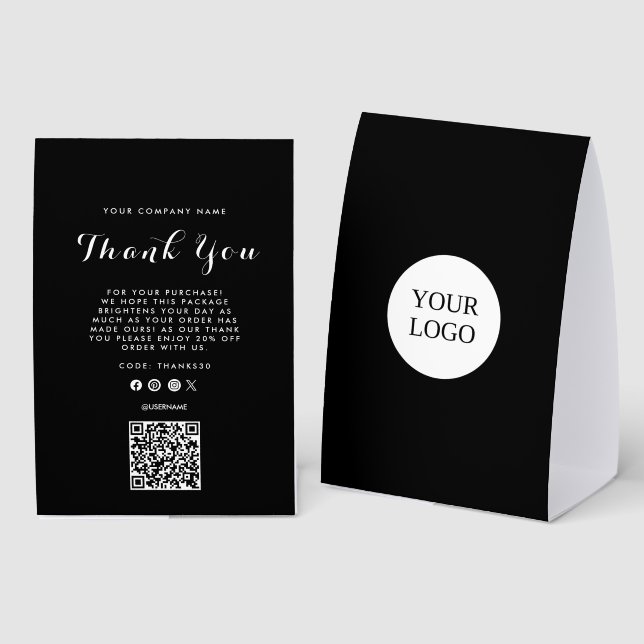 Plaque De Table Thank You Business Logo  QR Code (Recto/verso)