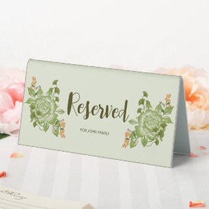 Plaque De Table Thème de Mariage Floral Rose vert