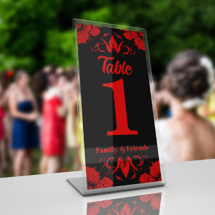 Plaque De Table Thème Floral Rouge