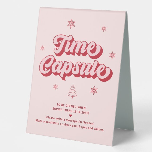 Plaque De Table Time Capsule Baby shower de Noël Jeu (Recto)