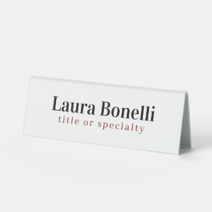 Plaque De Table Titre minimaliste Professionnel Moderne Nom Plat