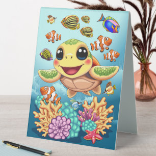 Plaque De Table Tortue de mer Bébé joyeux et joli caractère Bumper
