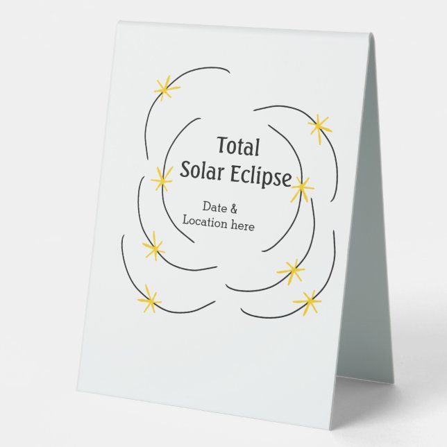 Plaque De Table Total éclipse solaire ajouter la date emplacement  (Recto)