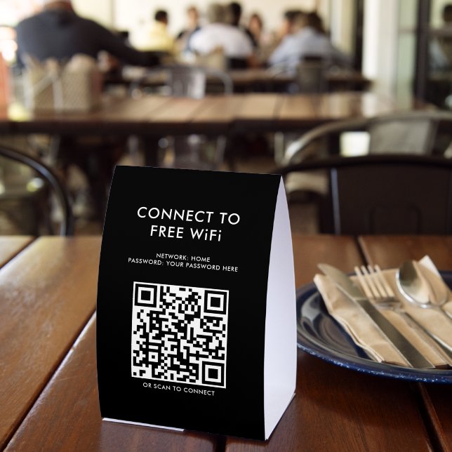 Plaque De Table Touchless Menu QR Code Connect WiFi Black (Insitu (restaurant))