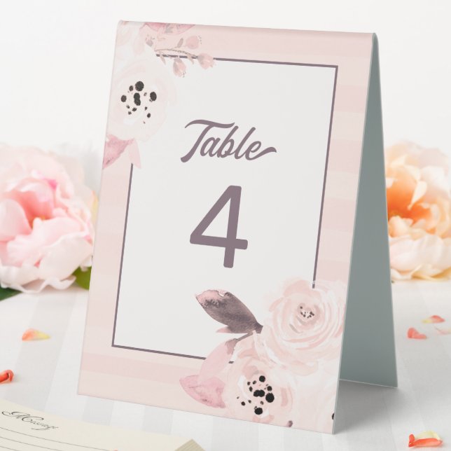 Plaque De Table Trendy Blush rose & mauve Floral Numéro de table (In SItu (Mariage))