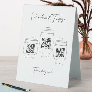 Plaque De Table Triple Tip Jar Scan QR Code Cash App Paiement