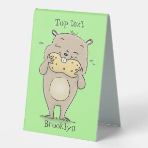 Plaque De Table Un joli hamster souriant avec un dessin animé d'ar