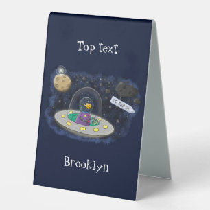 Plaque De Table Un joli poisson heureux dans l'espace dessin animé
