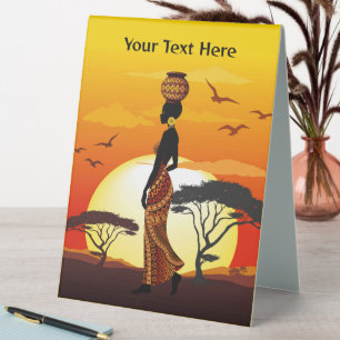 Plaque De Table Une belle femme africaine Silhouette sur les solei