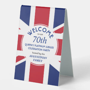 Plaque De Table Union Jack patriotique 70e jubilé du Platine des R