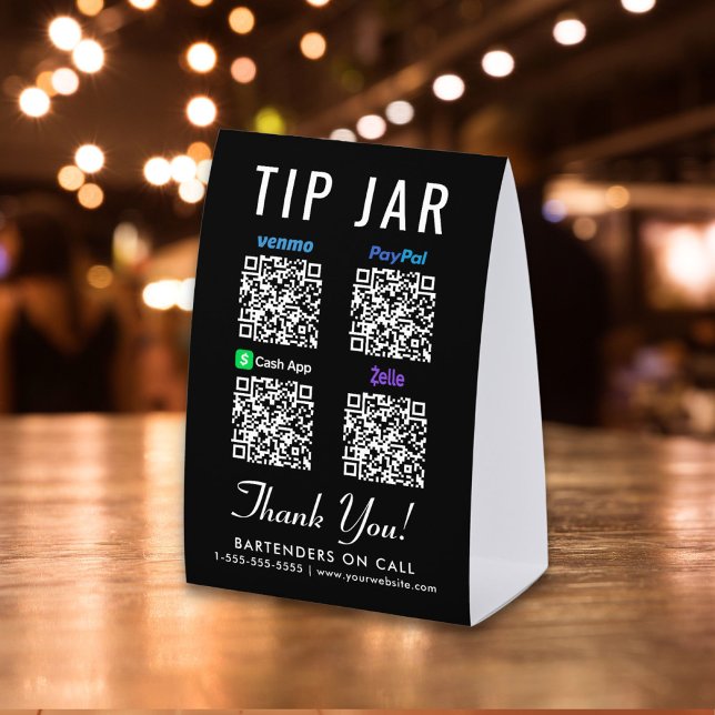 Plaque De Table Venmo CashApp PayPal Zelle QR Pot à pourboire (Créateur téléchargé)
