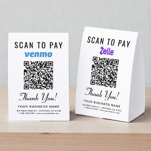 Plaque De Table Venmo Zelle Code QR Scan Pour Payer