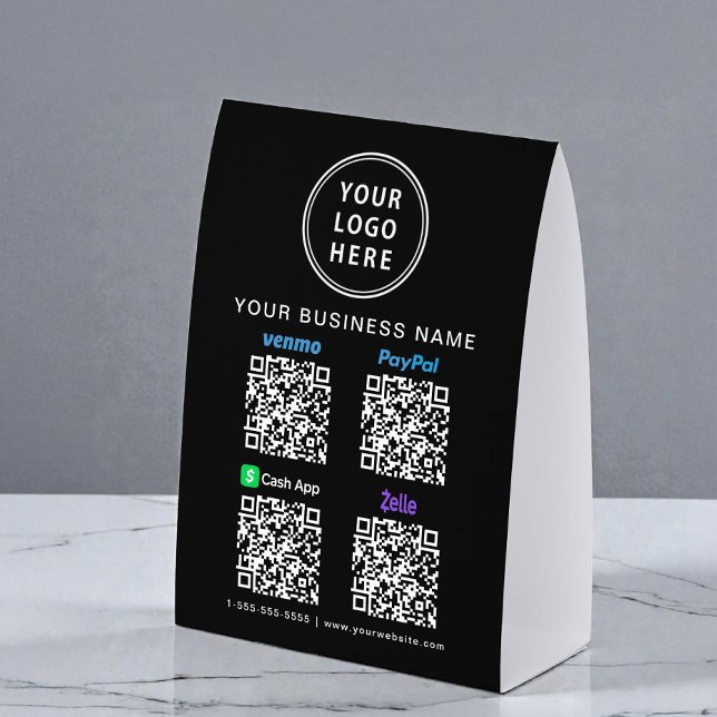 Plaque De Table Venmo Zelle PayPal CashApp QR Codes Business Logo (Créateur téléchargé)