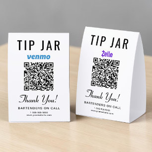 Plaque De Table Venmo Zelle Pot de Pourboire QR Entreprise