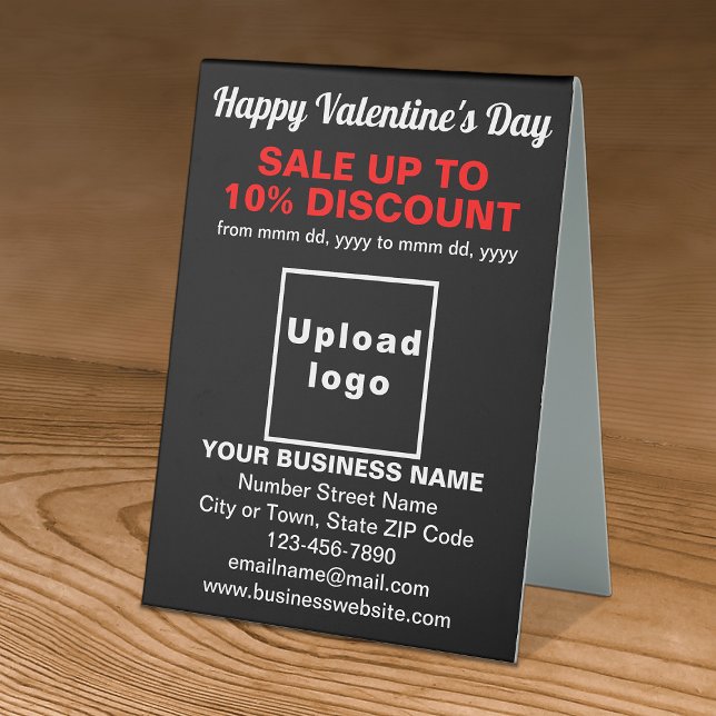 Plaque De Table Vente de Saint-Valentin en entreprise sur panneau  (Business Valentine sale on black table sign. Signage to attract more customers.)