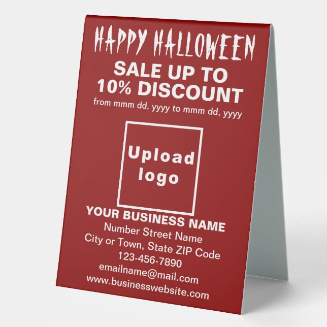 Plaque De Table Vente d'Halloween d'affaires sur la table rouge (Recto)