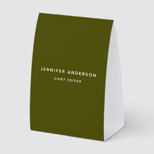 Plaque De Table Vert Chic Professionnel Moderne Minimaliste Simple