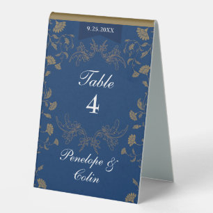 Plaque De Table Vintage Chic Navy Blue Library Mariage de couvertu