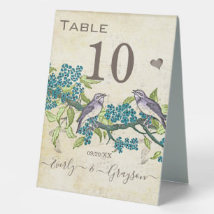 Plaque De Table Vintage Inséparable violet Turquoise Bleu Table ve