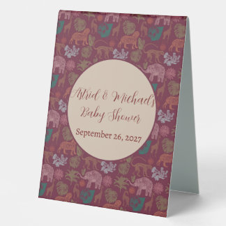 Plaque De Table Vintage Jungle Safari Baby shower rose