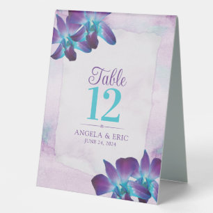 Plaque De Table Violet Turquoise Bleu Dendrobium Mariage orchidée
