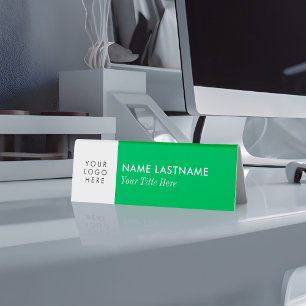 Plaque De Table Votre logo Minimal Simple Clair Vert Blanc Nom