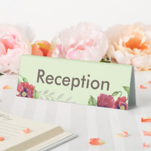 Plaque De Table Watercolor Red Poppies Floral Art Office