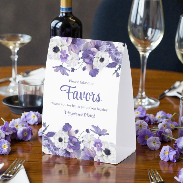 Plaque De Table Watercolor Violet Flowers Wedding (Créateur téléchargé)